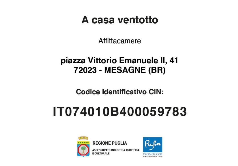 A Casa Ventotto Bed & Breakfast Mesagne Eksteriør bilde
